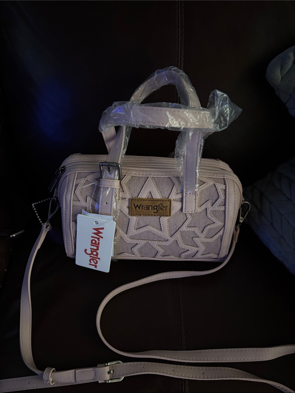 Wrangler Lavender Quilted Star-Accent Crossbody Bag